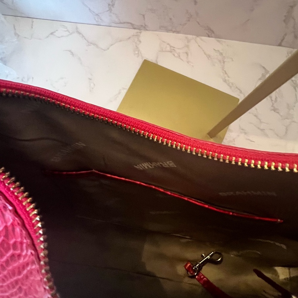 Brahmin Fuchsia Crocodile-Embossed Shoulder Bag|Good Condition - Picture 16 of 16